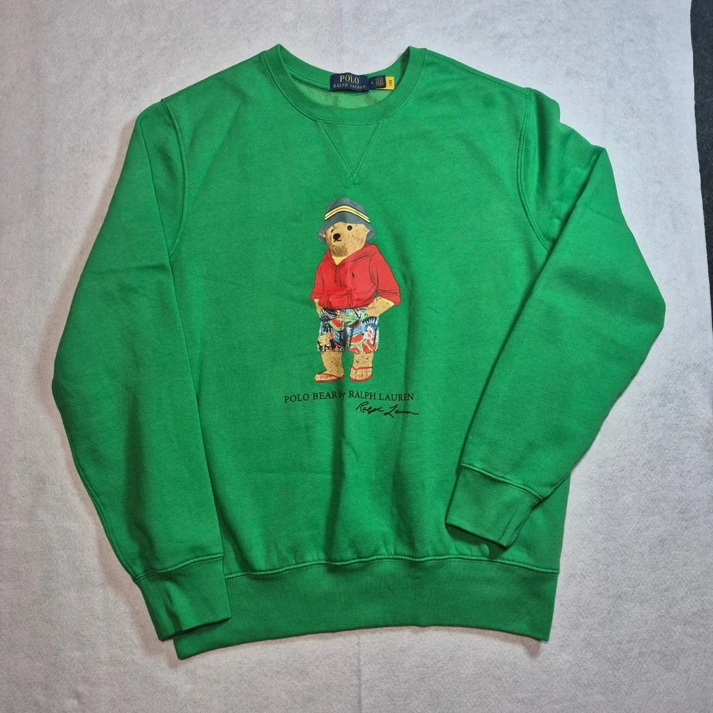 Polo Ralph Lauren Polo Bear Sweatshirt Mens M Green Crewneck Graphic Pullover